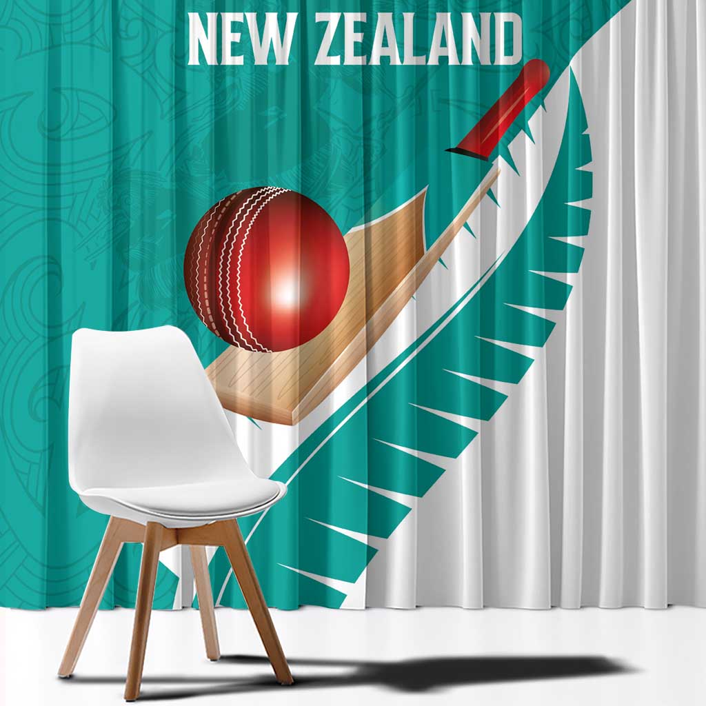 New Zealand Cricket Window Curtain Kiwi Birds Haka Dance Turquoise Fern Sporty Style LT03 - Polynesian Pride