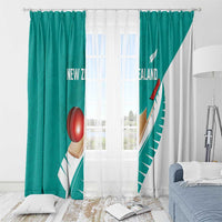 New Zealand Cricket Window Curtain Kiwi Birds Haka Dance Turquoise Fern Sporty Style LT03 - Polynesian Pride