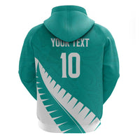 Custom New Zealand Cricket Zip Hoodie Kiwi Birds Haka Dance Turquoise Fern Sporty Style LT03 - Polynesian Pride