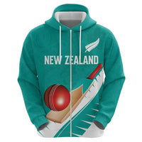 Custom New Zealand Cricket Zip Hoodie Kiwi Birds Haka Dance Turquoise Fern Sporty Style LT03 - Polynesian Pride