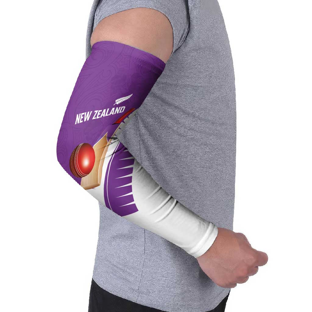 Custom New Zealand Cricket Arm Sleeves Kiwi Birds Haka Dance Purple Fern Sporty Style LT03 - Polynesian Pride