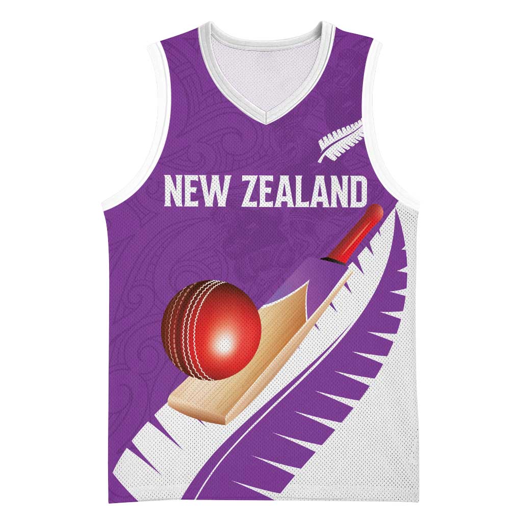 Custom New Zealand Cricket Basketball Jersey Kiwi Birds Haka Dance Purple Fern Sporty Style LT03 Unisex Purple - Polynesian Pride