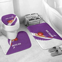 New Zealand Cricket Bathroom Set Kiwi Birds Haka Dance Purple Fern Sporty Style LT03 Mat Set Only (3 pcs) One Size Purple - Polynesian Pride