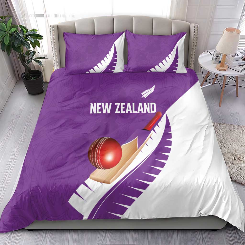 New Zealand Cricket Bedding Set Kiwi Birds Haka Dance Purple Fern Sporty Style LT03 - Polynesian Pride