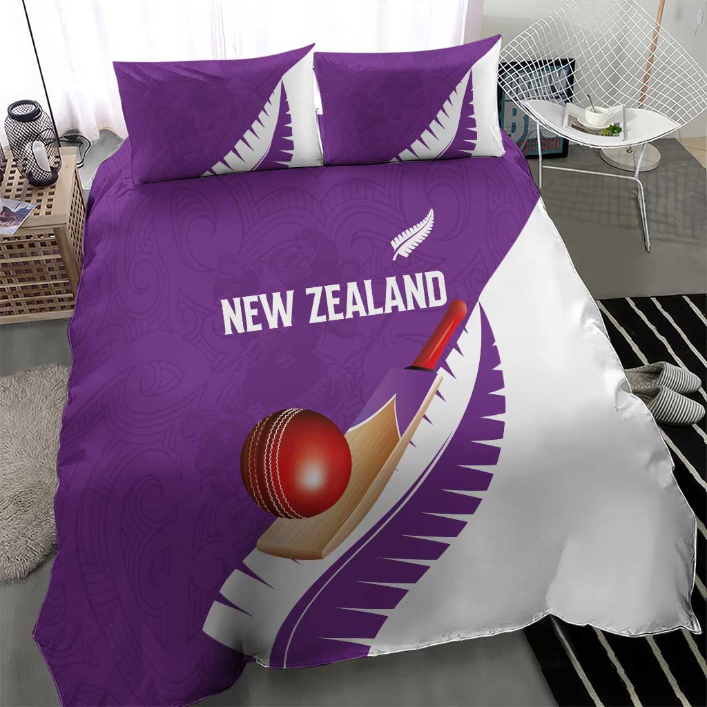 New Zealand Cricket Bedding Set Kiwi Birds Haka Dance Purple Fern Sporty Style LT03 - Polynesian Pride
