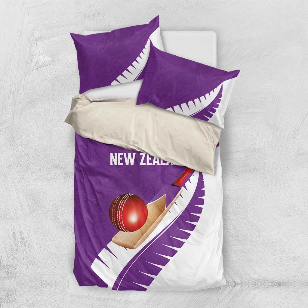 New Zealand Cricket Bedding Set Kiwi Birds Haka Dance Purple Fern Sporty Style LT03 US Twin 172cm x 218cm Purple - Polynesian Pride