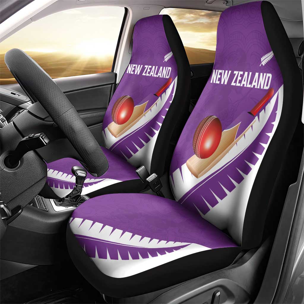 New Zealand Cricket Car Seat Cover Kiwi Birds Haka Dance Purple Fern Sporty Style LT03 - Polynesian Pride