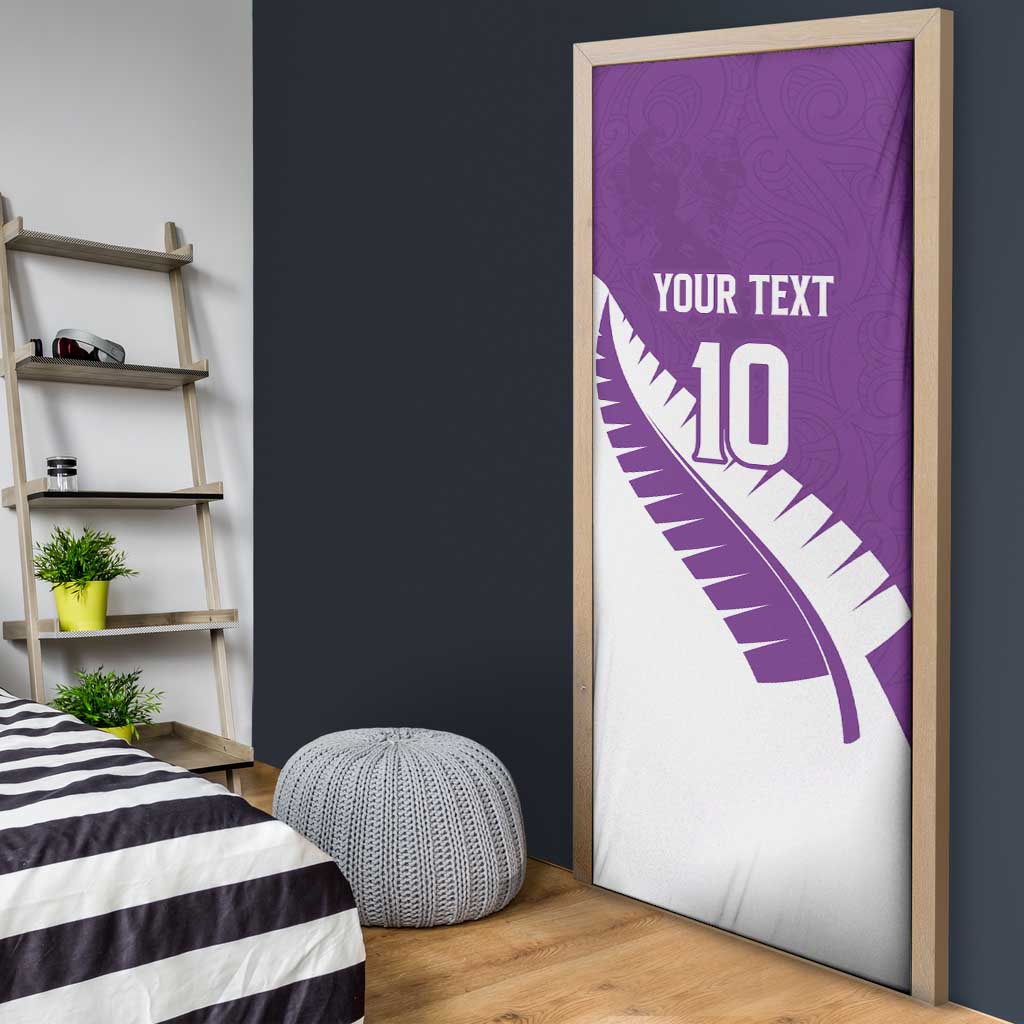 Custom New Zealand Cricket Door Cover Kiwi Birds Haka Dance Purple Fern Sporty Style LT03 - Polynesian Pride