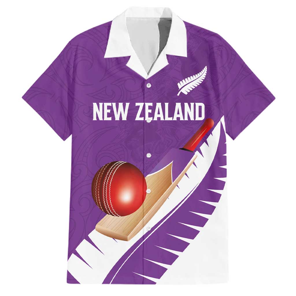 Custom New Zealand Cricket Family Matching Mermaid Dress and Hawaiian Shirt Kiwi Birds Haka Dance Purple Fern Sporty Style LT03 Dad's Shirt - Short Sleeve Purple - Polynesian Pride