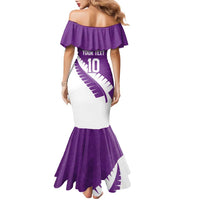 Custom New Zealand Cricket Family Matching Mermaid Dress and Hawaiian Shirt Kiwi Birds Haka Dance Purple Fern Sporty Style LT03 - Polynesian Pride