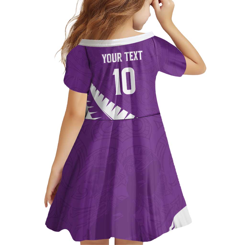 Custom New Zealand Cricket Family Matching Summer Maxi Dress and Hawaiian Shirt Kiwi Birds Haka Dance Purple Fern Sporty Style LT03 - Polynesian Pride