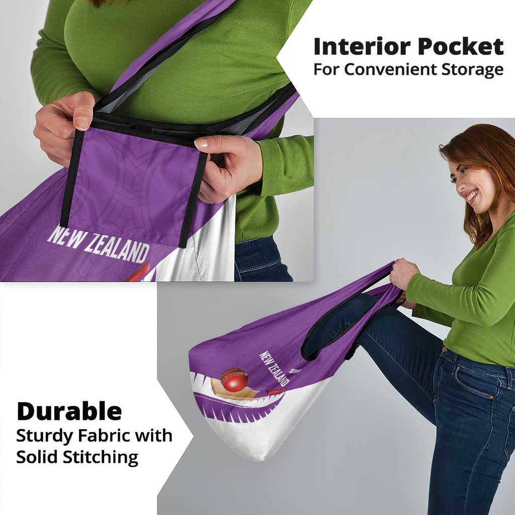 New Zealand Cricket Grocery Bag Kiwi Birds Haka Dance Purple Fern Sporty Style LT03 - Polynesian Pride
