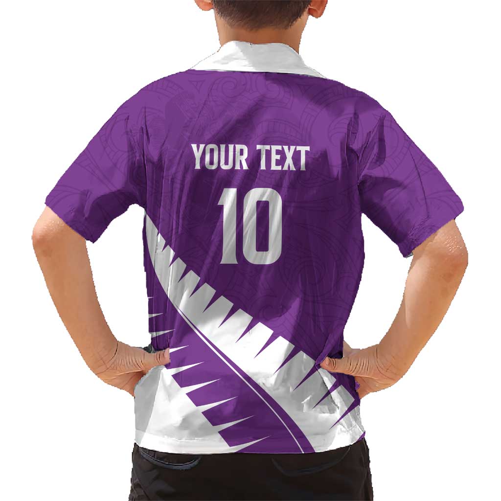 Custom New Zealand Cricket Hawaiian Shirt Kiwi Birds Haka Dance Purple Fern Sporty Style LT03 - Polynesian Pride