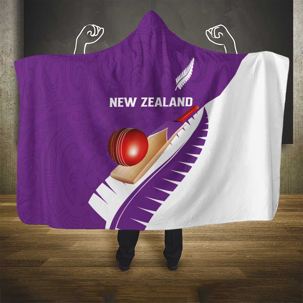 New Zealand Cricket Hooded Blanket Kiwi Birds Haka Dance Purple Fern Sporty Style LT03 - Polynesian Pride