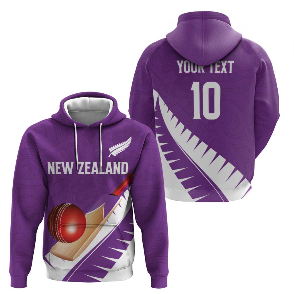 Custom New Zealand Cricket Hoodie Kiwi Birds Haka Dance Purple Fern Sporty Style LT03 - Polynesian Pride