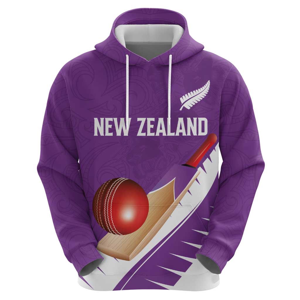 Custom New Zealand Cricket Hoodie Kiwi Birds Haka Dance Purple Fern Sporty Style LT03 - Polynesian Pride