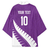 Custom New Zealand Cricket Kimono Kiwi Birds Haka Dance Purple Fern Sporty Style LT03 - Polynesian Pride