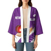 Custom New Zealand Cricket Kimono Kiwi Birds Haka Dance Purple Fern Sporty Style LT03 - Polynesian Pride
