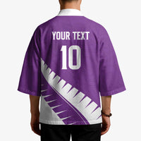 Custom New Zealand Cricket Kimono Kiwi Birds Haka Dance Purple Fern Sporty Style LT03 - Polynesian Pride