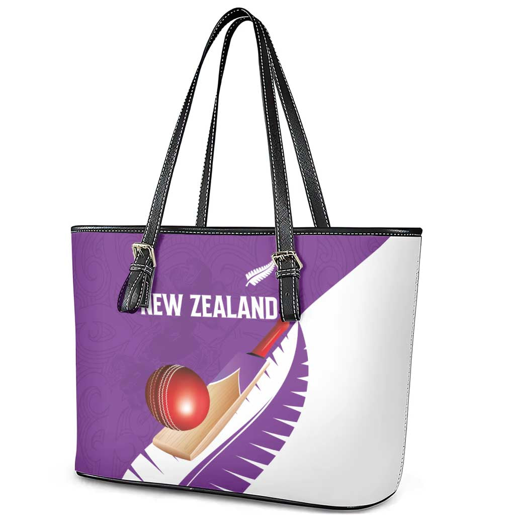New Zealand Cricket Leather Tote Bag Kiwi Birds Haka Dance Purple Fern Sporty Style LT03 - Polynesian Pride