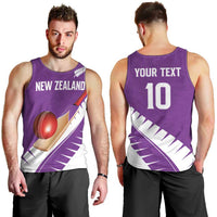 Custom New Zealand Cricket Men Tank Top Kiwi Birds Haka Dance Purple Fern Sporty Style LT03 - Polynesian Pride