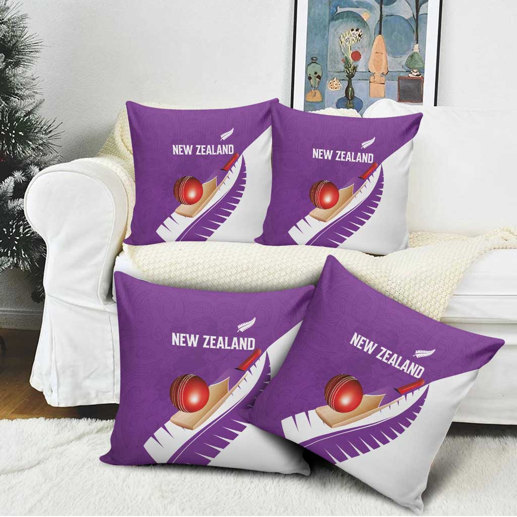 New Zealand Cricket Pillow Cover Kiwi Birds Haka Dance Purple Fern Sporty Style LT03 - Polynesian Pride