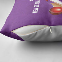 New Zealand Cricket Pillow Cover Kiwi Birds Haka Dance Purple Fern Sporty Style LT03 - Polynesian Pride