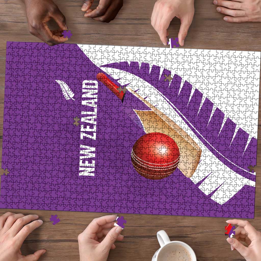 New Zealand Cricket Puzzle Kiwi Birds Haka Dance Purple Fern Sporty Style LT03 - Polynesian Pride