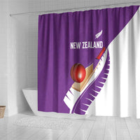 New Zealand Cricket Shower Curtain Kiwi Birds Haka Dance Purple Fern Sporty Style LT03 - Polynesian Pride