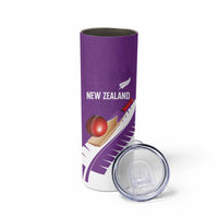 Custom New Zealand Cricket Skinny Tumbler Kiwi Birds Haka Dance Purple Fern Sporty Style LT03 - Polynesian Pride