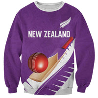 Custom New Zealand Cricket Sweatshirt Kiwi Birds Haka Dance Purple Fern Sporty Style LT03 Unisex Purple - Polynesian Pride