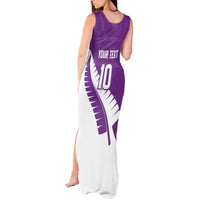 Custom New Zealand Cricket Tank Maxi Dress Kiwi Birds Haka Dance Purple Fern Sporty Style LT03 - Polynesian Pride
