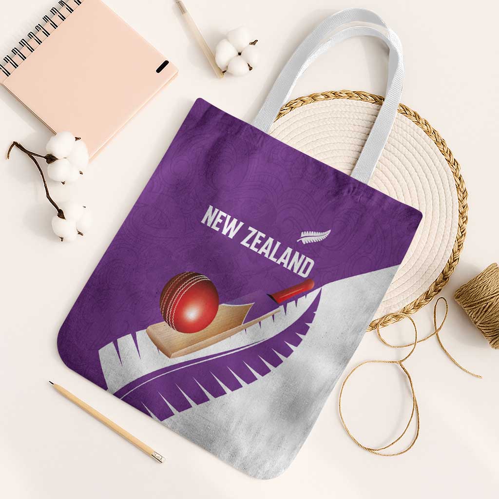 New Zealand Cricket Tote Bag Kiwi Birds Haka Dance Purple Fern Sporty Style LT03 White Strap One Size Purple - Polynesian Pride