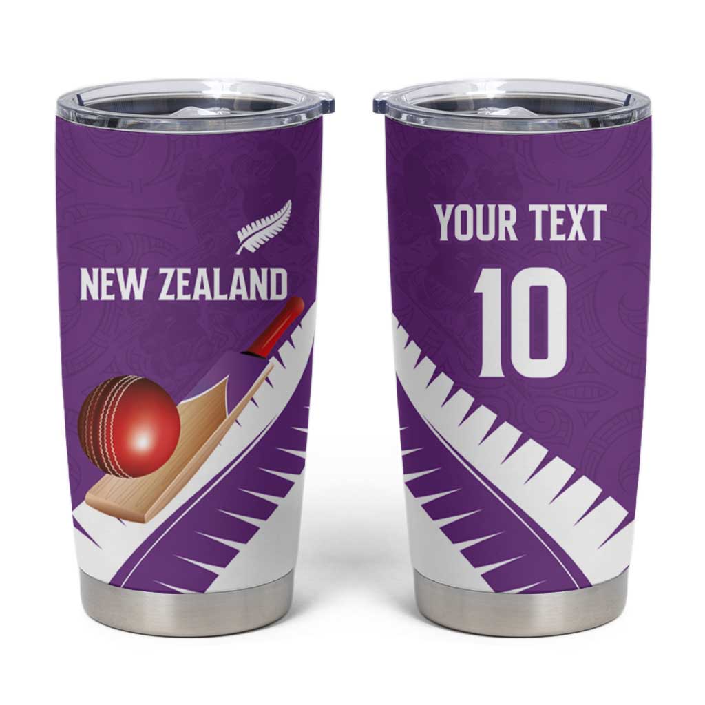 Custom New Zealand Cricket Tumbler Cup Kiwi Birds Haka Dance Purple Fern Sporty Style LT03 Purple - Polynesian Pride