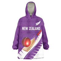 Custom New Zealand Cricket Wearable Blanket Hoodie Kiwi Birds Haka Dance Purple Fern Sporty Style LT03 One Size Purple - Polynesian Pride