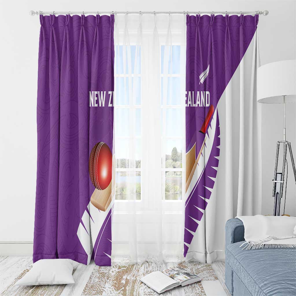New Zealand Cricket Window Curtain Kiwi Birds Haka Dance Purple Fern Sporty Style LT03 - Polynesian Pride