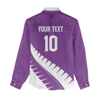 Custom New Zealand Cricket Women Casual Shirt Kiwi Birds Haka Dance Purple Fern Sporty Style LT03 - Polynesian Pride
