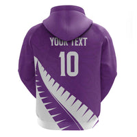 Custom New Zealand Cricket Zip Hoodie Kiwi Birds Haka Dance Purple Fern Sporty Style LT03 - Polynesian Pride