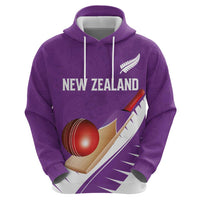 Custom New Zealand Cricket Zip Hoodie Kiwi Birds Haka Dance Purple Fern Sporty Style LT03 - Polynesian Pride