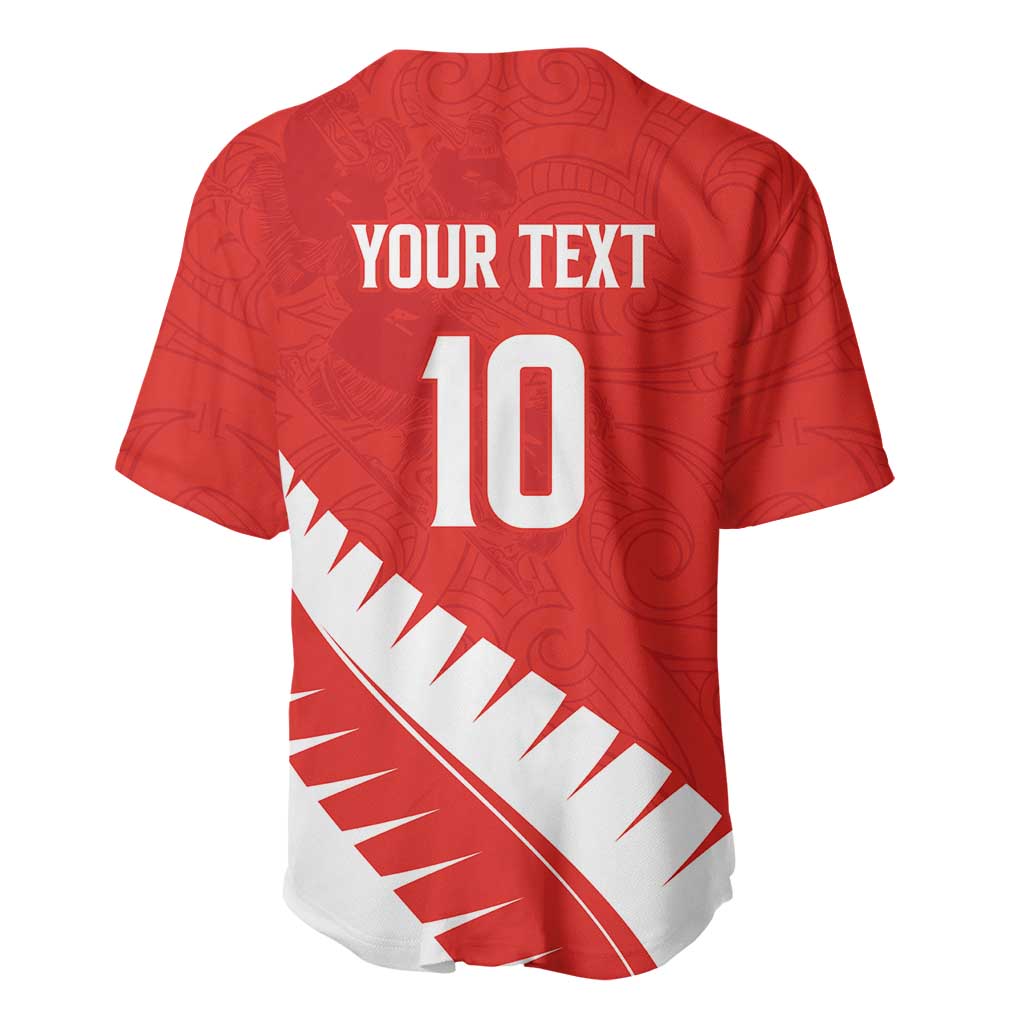 Custom New Zealand Cricket Baseball Jersey Kiwi Birds Haka Dance Red Fern Sporty Style LT03 - Polynesian Pride