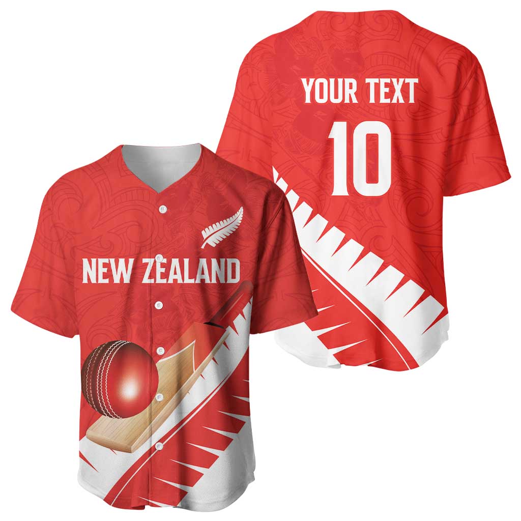 Custom New Zealand Cricket Baseball Jersey Kiwi Birds Haka Dance Red Fern Sporty Style LT03 - Polynesian Pride