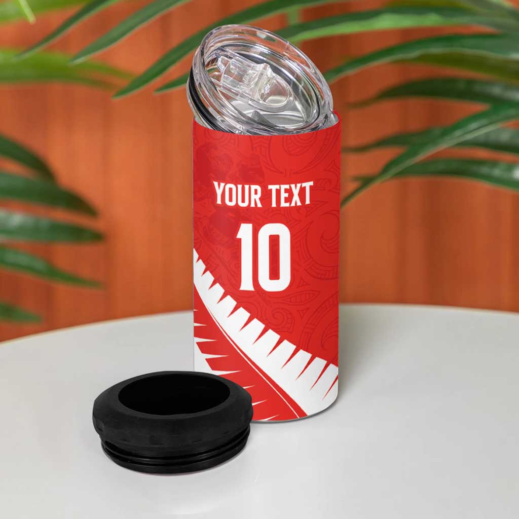Custom New Zealand Cricket 4 in 1 Can Cooler Tumbler Kiwi Birds Haka Dance Red Fern Sporty Style LT03 - Polynesian Pride