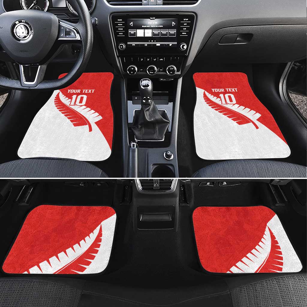 Custom New Zealand Cricket Car Mats Kiwi Birds Haka Dance Red Fern Sporty Style LT03 Set 4pcs Red - Polynesian Pride