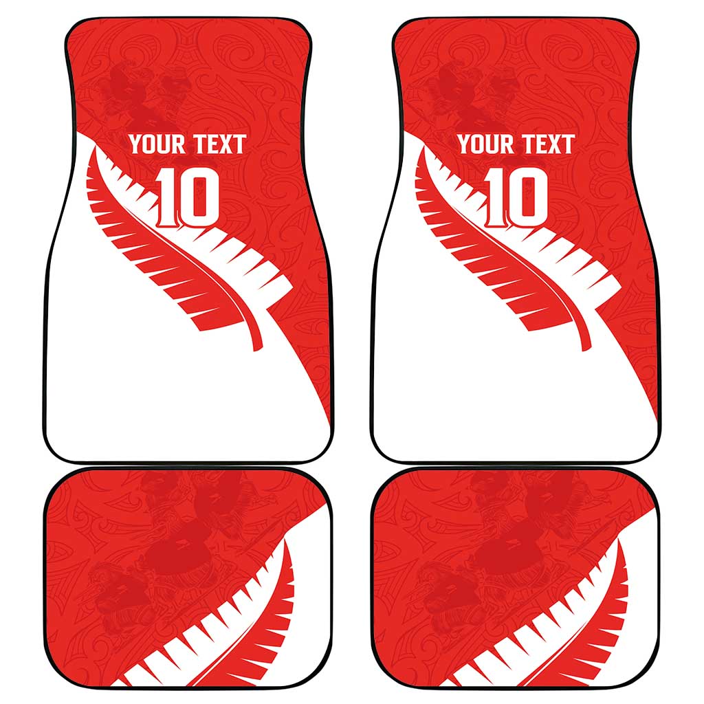 Custom New Zealand Cricket Car Mats Kiwi Birds Haka Dance Red Fern Sporty Style LT03 - Polynesian Pride