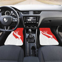 Custom New Zealand Cricket Car Mats Kiwi Birds Haka Dance Red Fern Sporty Style LT03 Set 2pcs - Front Red - Polynesian Pride