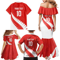 Custom New Zealand Cricket Family Matching Mermaid Dress and Hawaiian Shirt Kiwi Birds Haka Dance Red Fern Sporty Style LT03 - Polynesian Pride