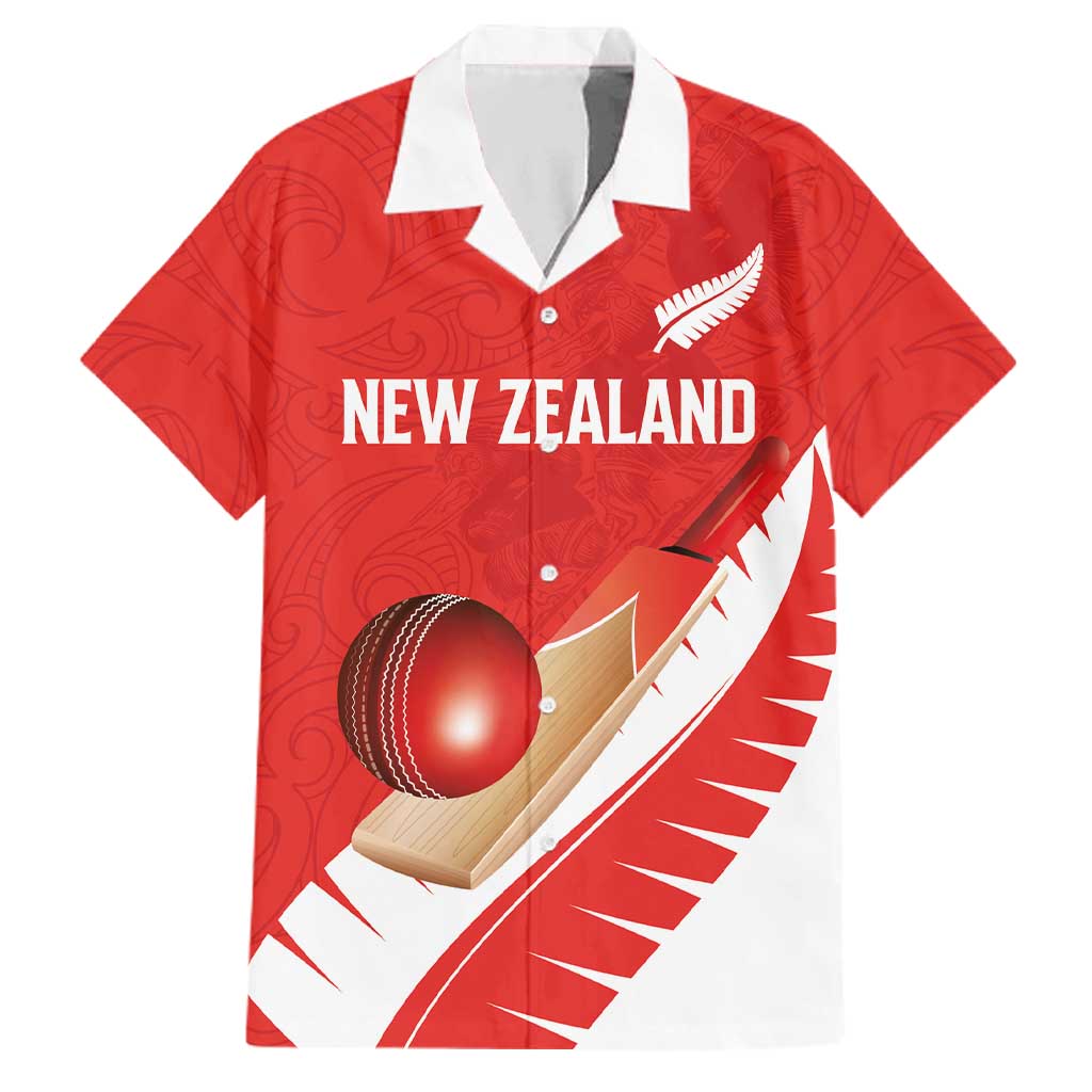 Custom New Zealand Cricket Family Matching Off Shoulder Short Dress and Hawaiian Shirt Kiwi Birds Haka Dance Red Fern Sporty Style LT03 Dad's Shirt - Short Sleeve Red - Polynesian Pride