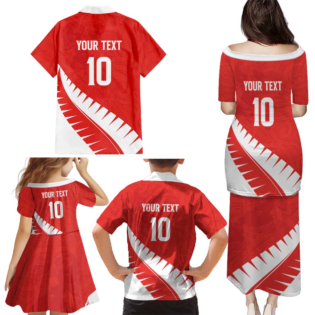 Custom New Zealand Cricket Family Matching Puletasi and Hawaiian Shirt Kiwi Birds Haka Dance Red Fern Sporty Style LT03 - Polynesian Pride