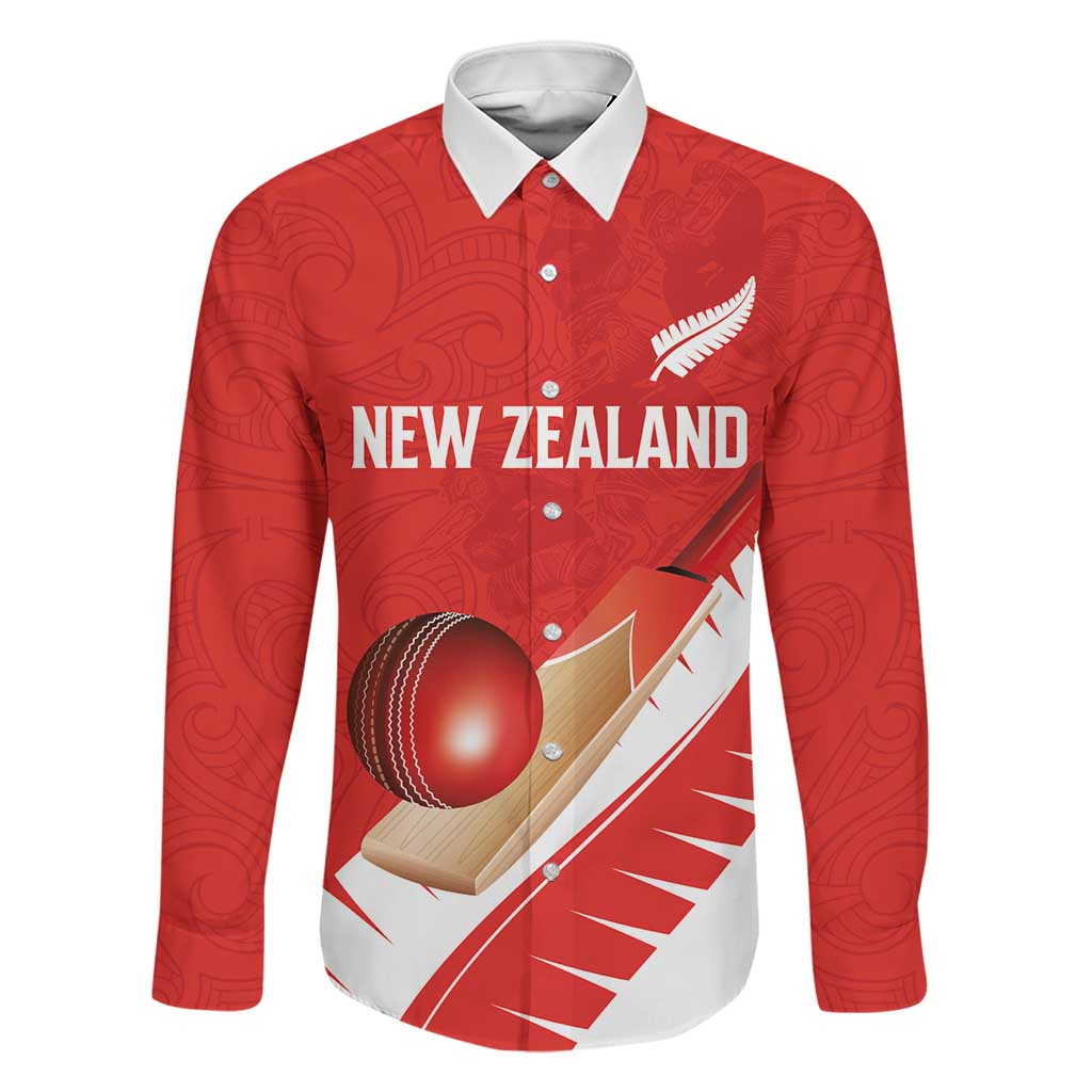 Custom New Zealand Cricket Family Matching Summer Maxi Dress and Hawaiian Shirt Kiwi Birds Haka Dance Red Fern Sporty Style LT03 Dad's Shirt - Long Sleeve Red - Polynesian Pride