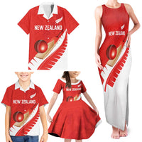 Custom New Zealand Cricket Family Matching Tank Maxi Dress and Hawaiian Shirt Kiwi Birds Haka Dance Red Fern Sporty Style LT03 - Polynesian Pride